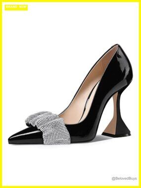 Pointed Toe Slip On Kitten High Heel Pumps Faux Leather Party Prom Dress Shoes